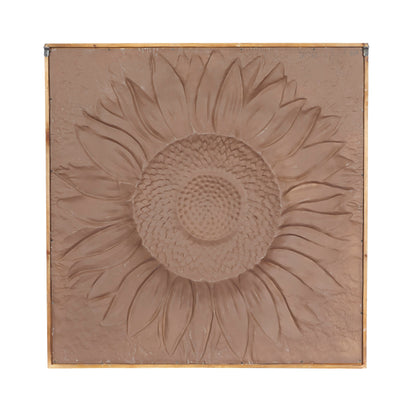 Metal Floral Sunflower Wall Decor with Embossed Details - Gray - Roche River Decor