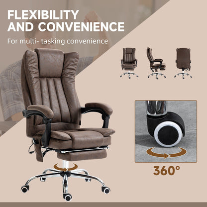 Microfiber Massage Office Chair High Back Ergonomic Recliner Chair with Heat, Footrest and Remote Control