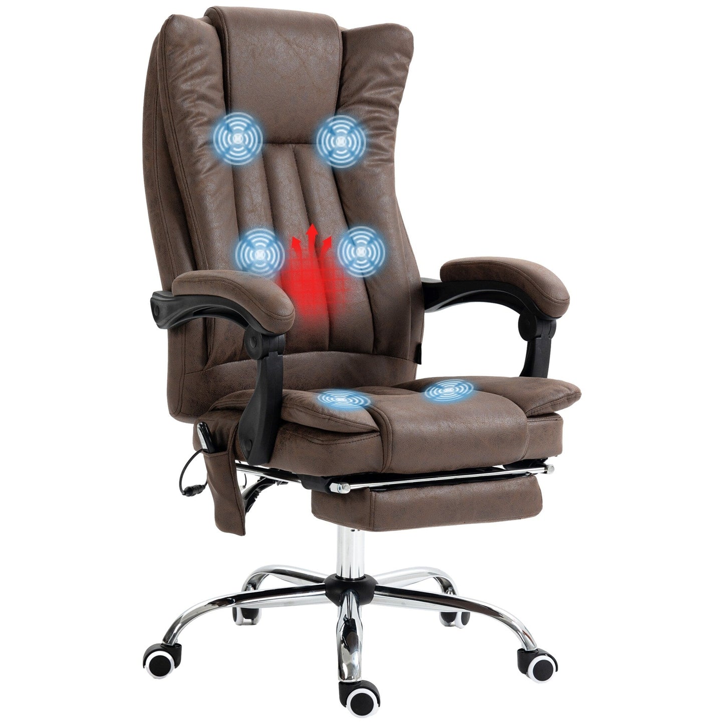 Microfiber Massage Office Chair High Back Ergonomic Recliner Chair with Heat, Footrest and Remote Control