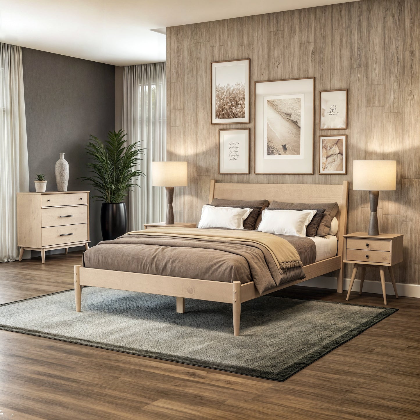 Mid-Century Panel Bed