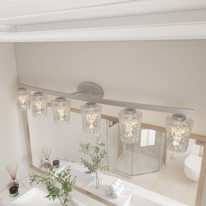 Mid-century Modern 6-light LED Dimmable Bathroom Vanity Light with Art Glass - 51 inches