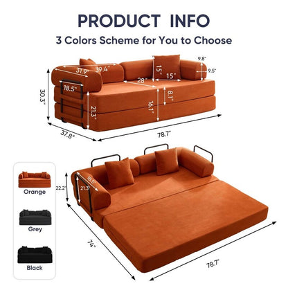 Mixoy Convertible Pull Out Sleeper Sofa Bed with Movable armrest,Folding Mattress Couch,Removable Washable Floor Sofa Bed