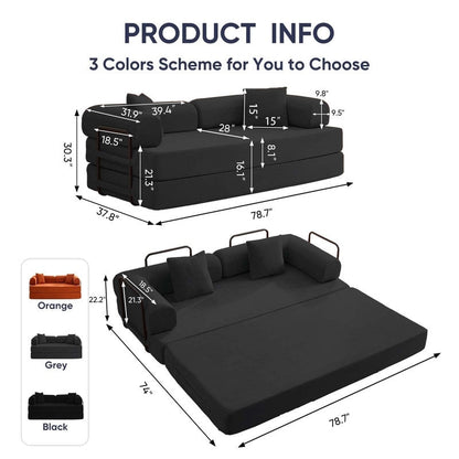 Mixoy Convertible Pull Out Sleeper Sofa Bed with Movable armrest,Folding Mattress Couch,Removable Washable Floor Sofa Bed
