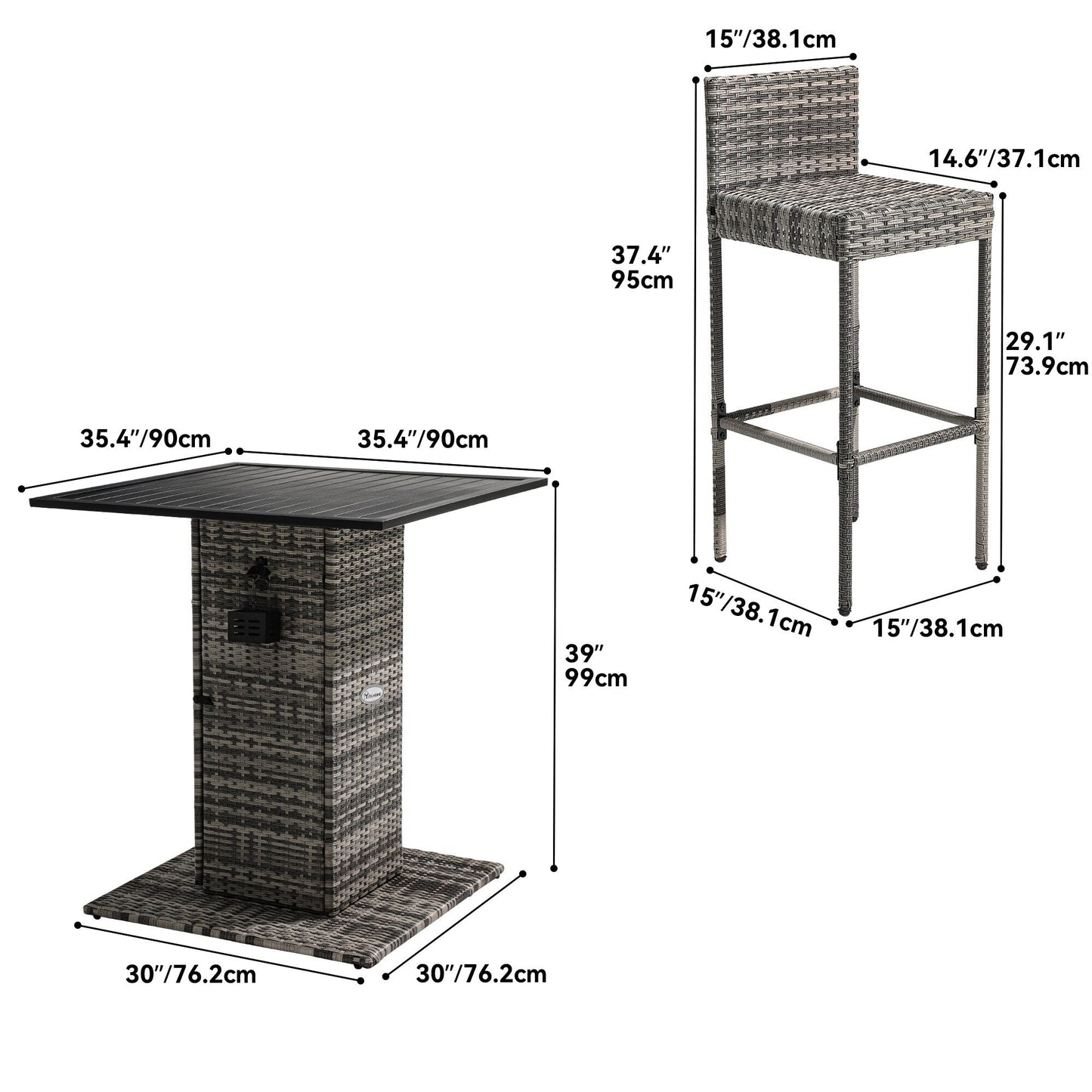Moasis 5-Piece Outdoor Furniture Wicker Bar Set - 5 PCS
