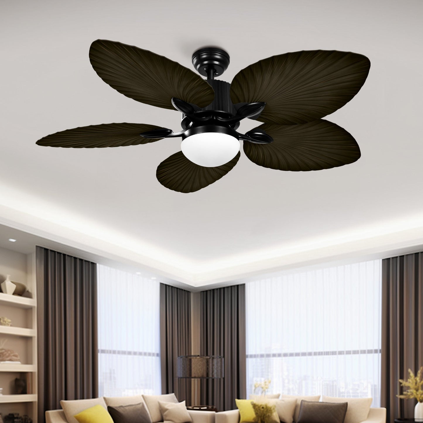 Moasis 52 Palm Leaf Ceiling Fan with Light Tropical Style with Remote