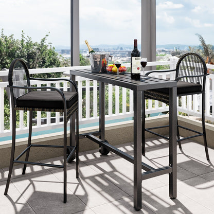 Moasis Patio Metal Counter Table Bar Table with Wheels