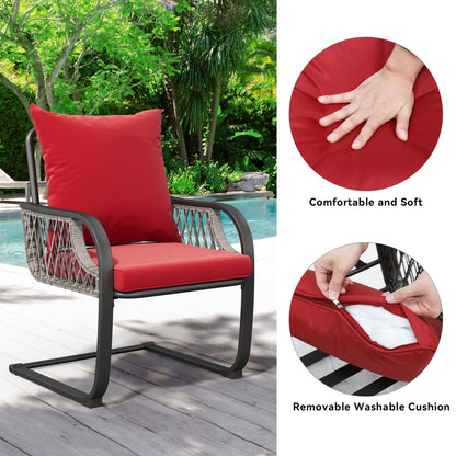 Moasis Red 3 PCs Patio Bistro Set Outdoor Furniture with Cushioned Seats - 3 Pcs