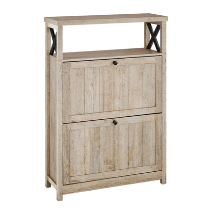 Moasis Shoe Storage Cabinet Organizer with 2 Compartments for Entryway Hallway