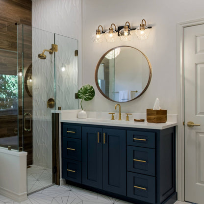 Modern 3/4-lights Bathroom Dimmable Vanity Lights Wall Sconces with Glass Shade