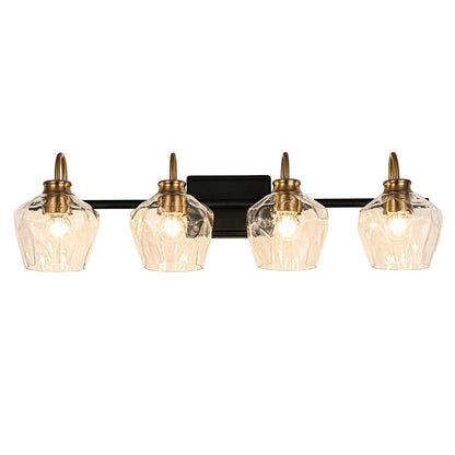 Modern 3/4-lights Bathroom Dimmable Vanity Lights Wall Sconces with Glass Shade