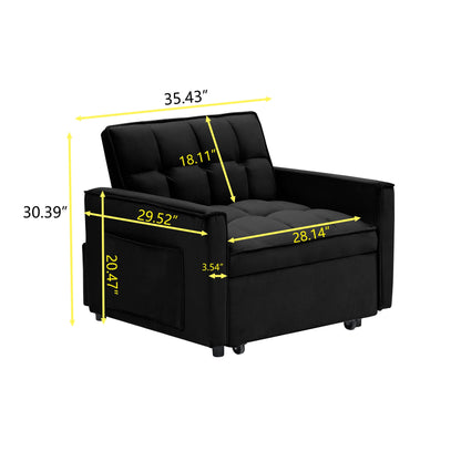 Modern 70.86 3 in 1 Single Convertible Sofa Bed with Adjustable Back and Moving Wheel for Living Room