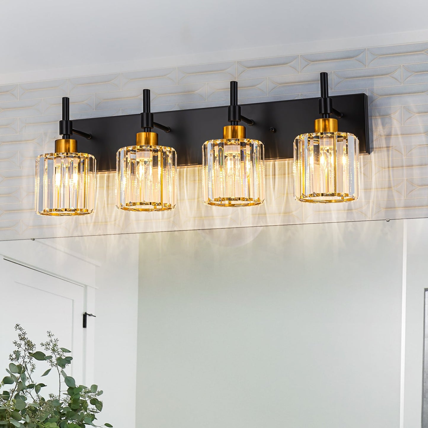 Modern Dimmable Crystal Bathroom Vanity Light Wall Sconces with Crystal Shades