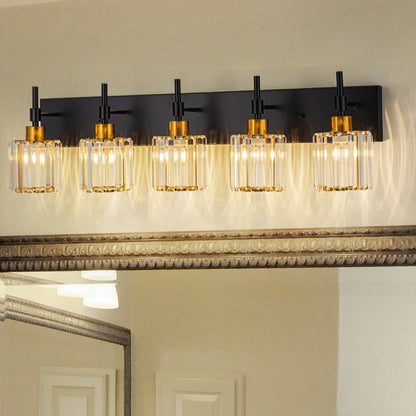 Modern Dimmable Crystal Bathroom Vanity Light Wall Sconces with Crystal Shades