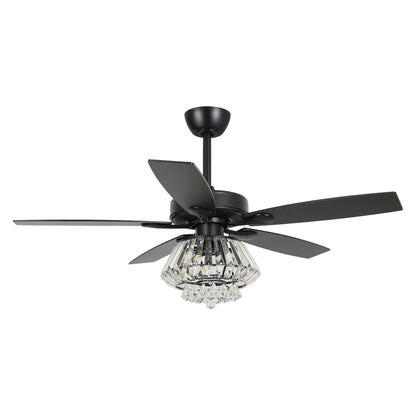 Modern Chrome 52-inch Crystal Chandelier Ceiling Fan with Remote