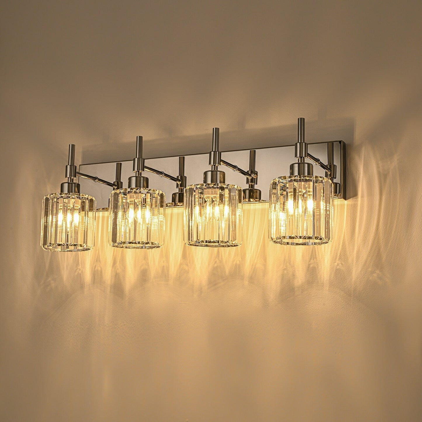 Modern Dimmable Crystal Bathroom Vanity Light Wall Sconces with Crystal Shades