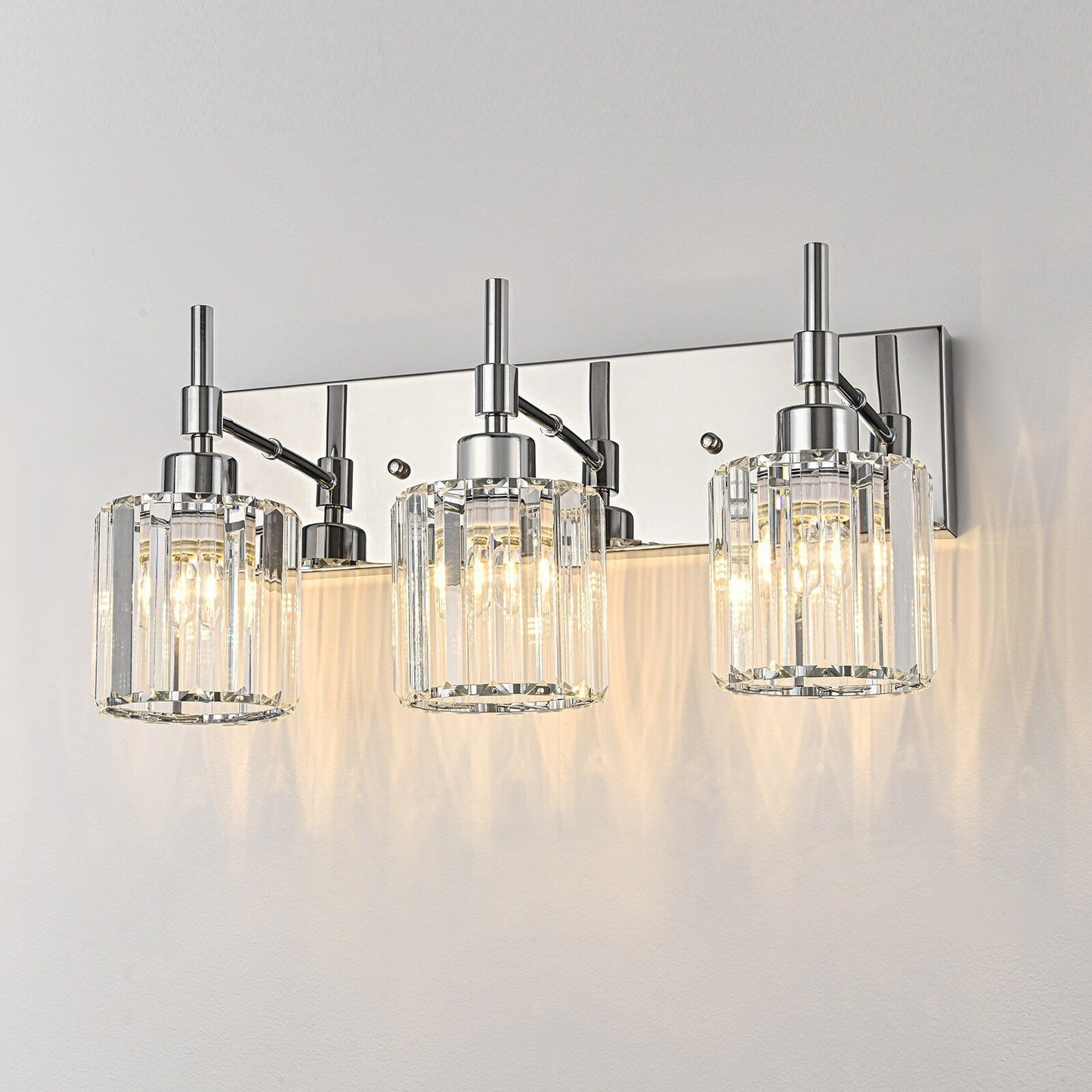 Modern Dimmable Crystal Bathroom Vanity Light Wall Sconces with Crystal Shades