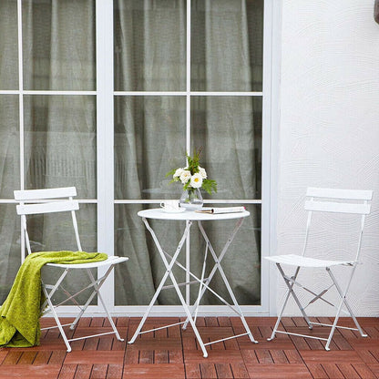 3pc Metal Folding Bistro Set, Weather-Resistant Outdoor/Indoor Conversation Set for Patio, Yard, Garden