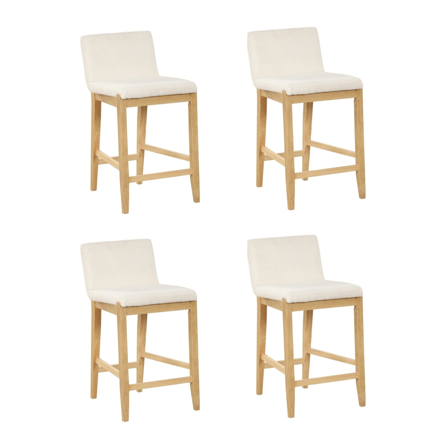Gracie Modern Bar Stool, Boucle Upholstered Chair and Brushed Wooden Legs