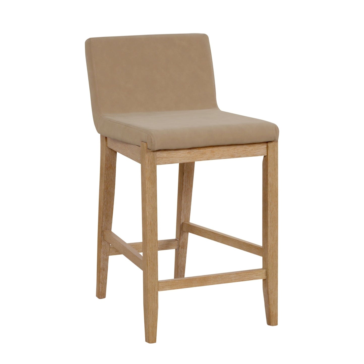 Gracie Modern Bar Stool, Boucle Upholstered Chair and Brushed Wooden Legs