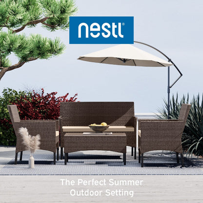 Nestl 4 Piece Wicker Patio Furniture Set - Outside Patio Conversation Set