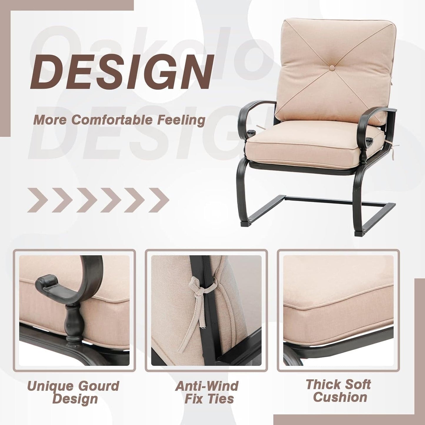 Nista 3 Piece Outdoor Patio C-Spring Bistro Set Dining Chairs with Cushions and Coffee Table by Havenside Home