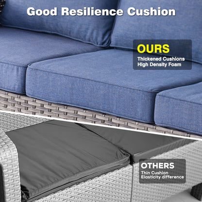 OVIOS 8-piece Patio Wicker Furniture Swivel Chair Set