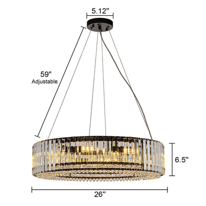 OYIPRO 6/8/12-Light Modern Round Crystal Chandelier Drum Shape Pendant Light for Kitchen Island
