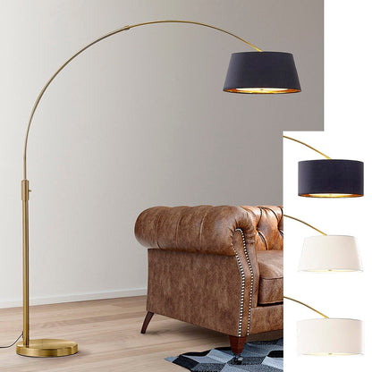 Orbita 81H LED Dimmable Retractable Arch Floor Lamp, Bulb included, Antique Brass Finish