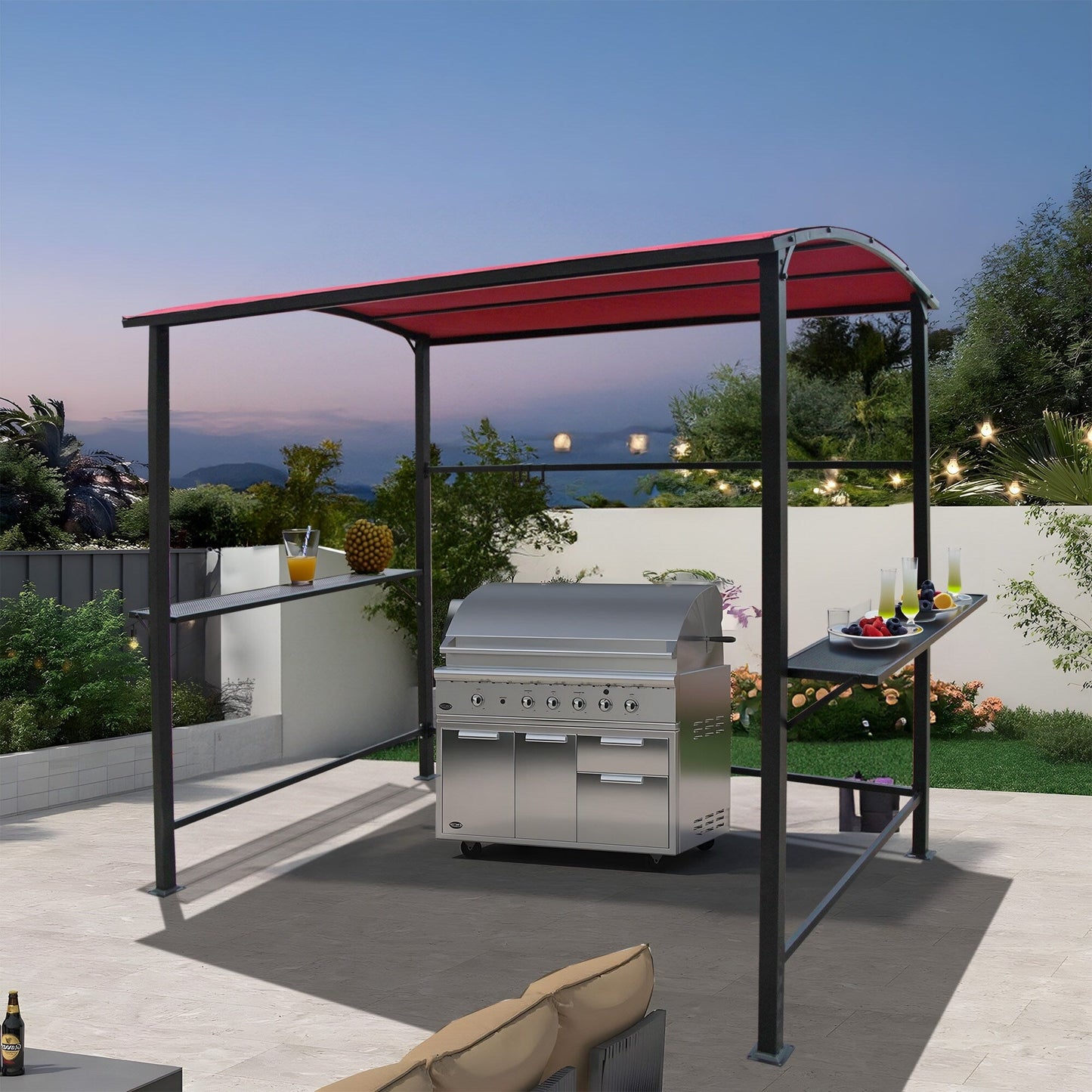 Outdoor 5 ft. x 8 ft. Steel Frame Grill Gazebo Canopy Barbecue Shelter