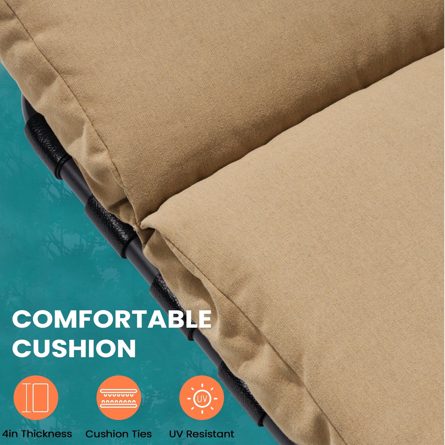 Outdoor Adjustable Patio Chaise Lounge Chair with Cushion Beach Poolside