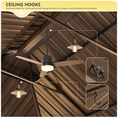 Outdoor Hardtop Gazebo with Galvanized Steel Double Roof & Aluminum Frame, Outdoor pergola with Premium Curtains and Nettings