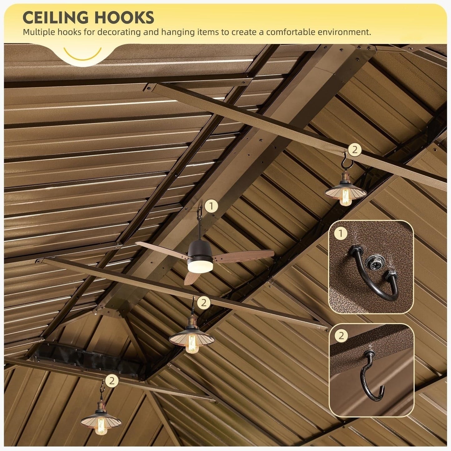 Outdoor Hardtop Gazebo with Galvanized Steel Double Roof & Aluminum Frame, Outdoor pergola with Premium Curtains and Nettings