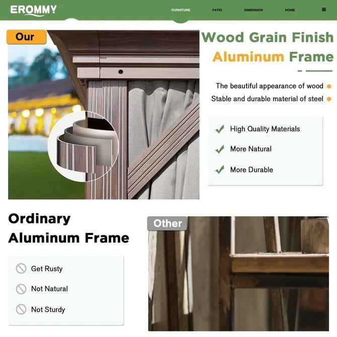 Outdoor Hardtop Gazebo with Galvanized Steel Double Roof & Aluminum Frame, Outdoor pergola with Premium Curtains and Nettings