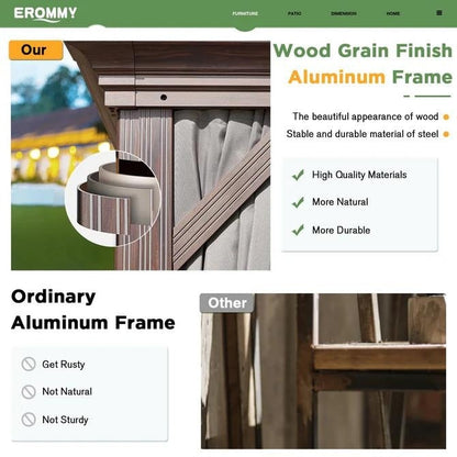 Outdoor Hardtop Gazebo with Galvanized Steel Double Roof & Aluminum Frame, Outdoor pergola with Premium Curtains and Nettings