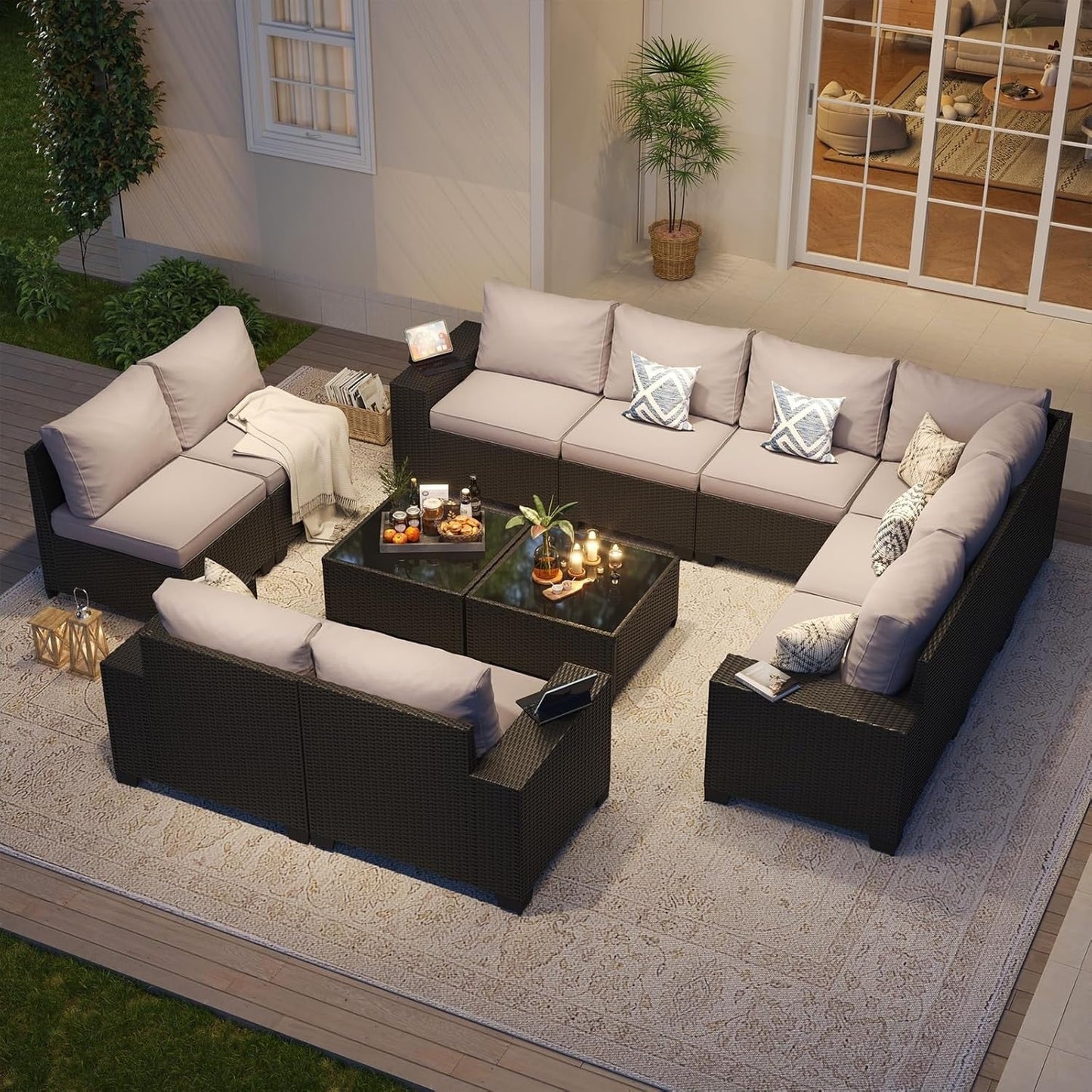 Outdoor Patio Furniture Sets with 4in Thicken Cushion