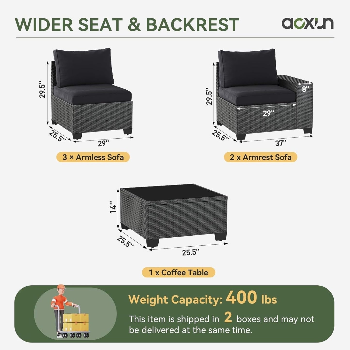 Outdoor Patio Furniture Sets with 4in Thicken Cushion