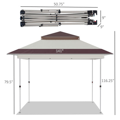 Outsunny 12' x 12' Pop Up Canopy Sun Shade Instant Tent Folding with Mesh Sidewall Netting, 3-Level Adjustable Height
