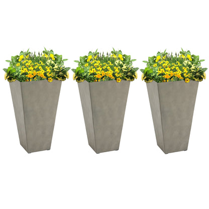 Outsunny 28 Tall Plastic Flower Pot, Set of 3, Large Outdoor & Indoor Plastic Garden Planters, for Entryway, Patio, Yard