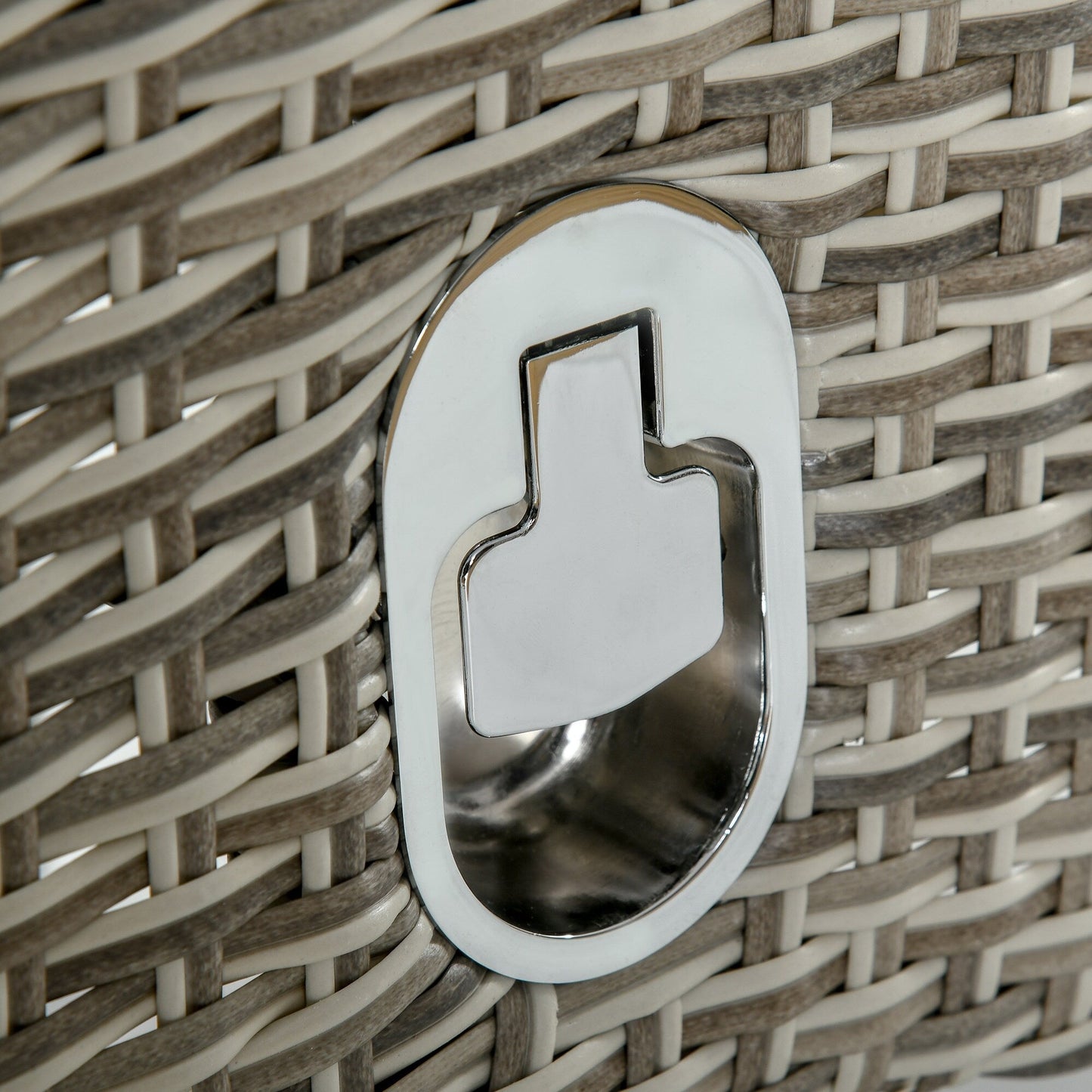 Outsunny 3 Pieces Patio PE Rattan Sofa Set, Outdoor Recliner Chairs Wood Grain plastic Top Coffee Table