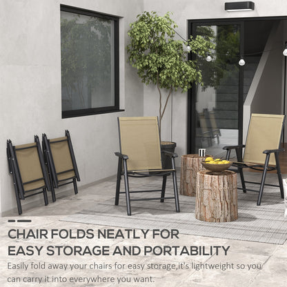 Outsunny 4-piece Folding Patio Chair Set with a Simple & Chic Design, Comfortable for the Deck, Garden, Yard & Travel