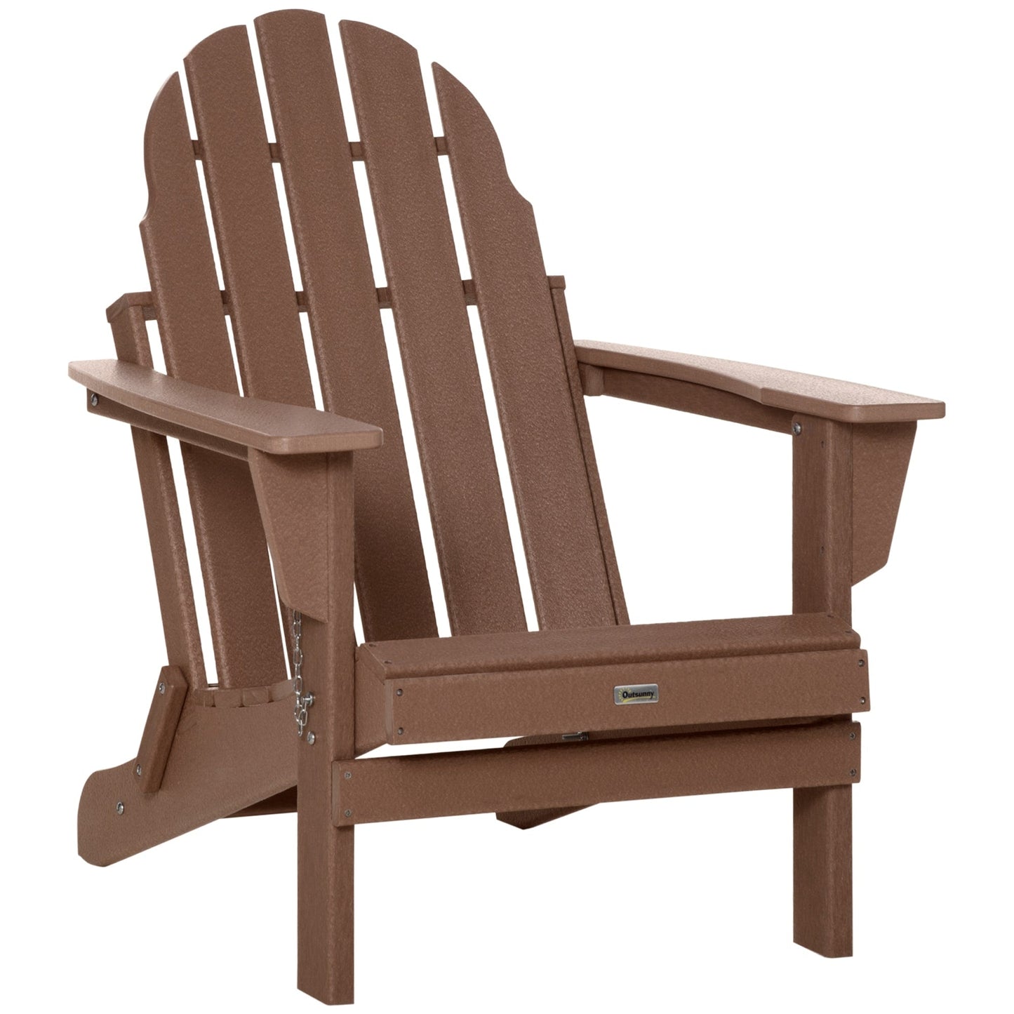 Outsunny Folding Adirondack Chair, HDPE Outdoor All Weather Plastic Lounge Beach Chairs for Patio Deck and Lawn Furniture