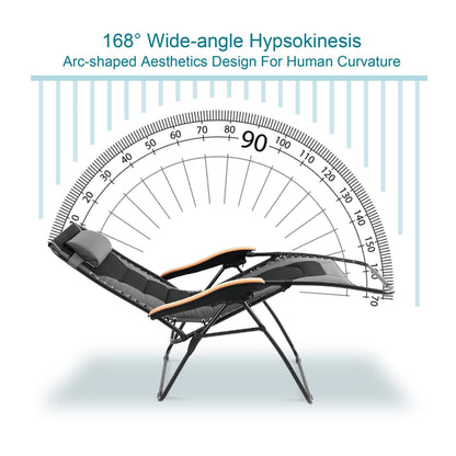 Oversize XL Padded Zero Gravity Lounge Chair Wider Armrest Adjustable Recliner with Cup Holder - N/A