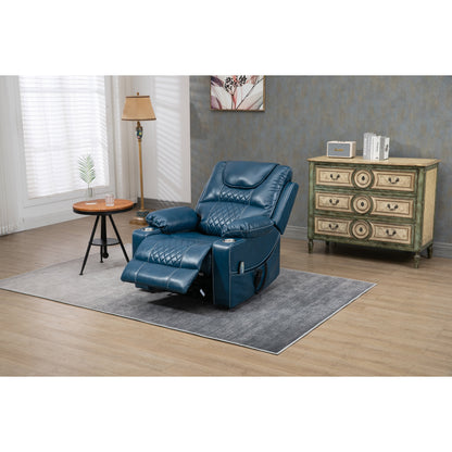 Oversized PU Leather Power Lift Recliner with Massage, Lumbar Heating, Cup Holder, 180¡ã Flat Lay