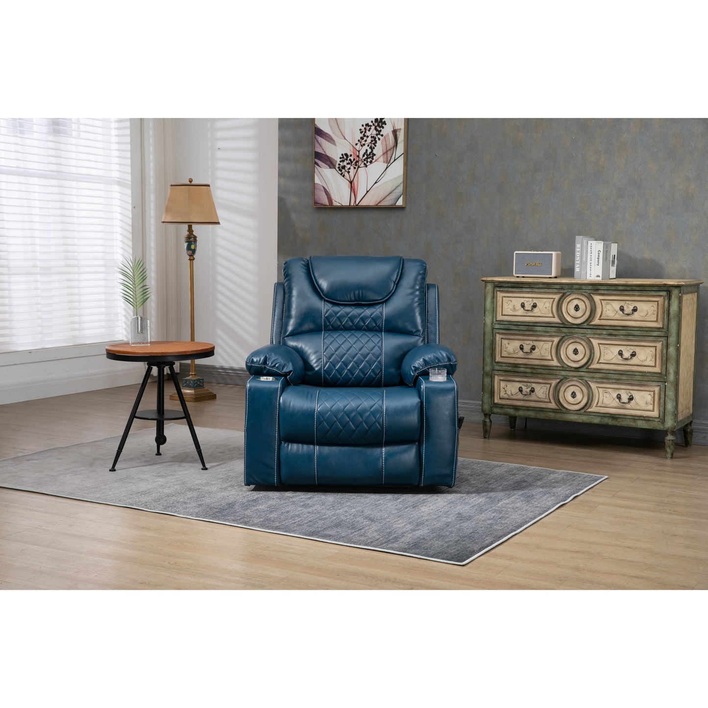 Oversized PU Leather Power Lift Recliner with Massage, Lumbar Heating, Cup Holder, 180¡ã Flat Lay
