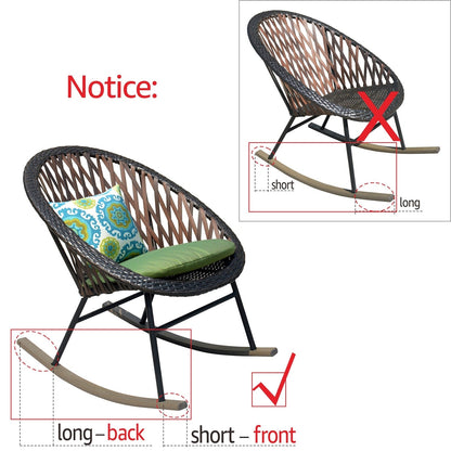 OVIOS 3-piece Patio Rocking Chair Bistro Set with Glass Coffee Table