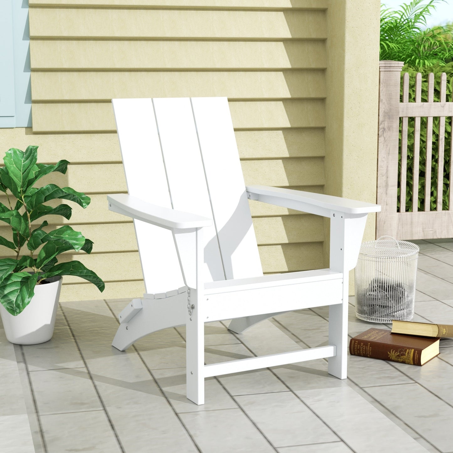 Polytrends Shoreside Modern Eco-Friendly All Weather Commercial-Residential Folding Adirondack Chair
