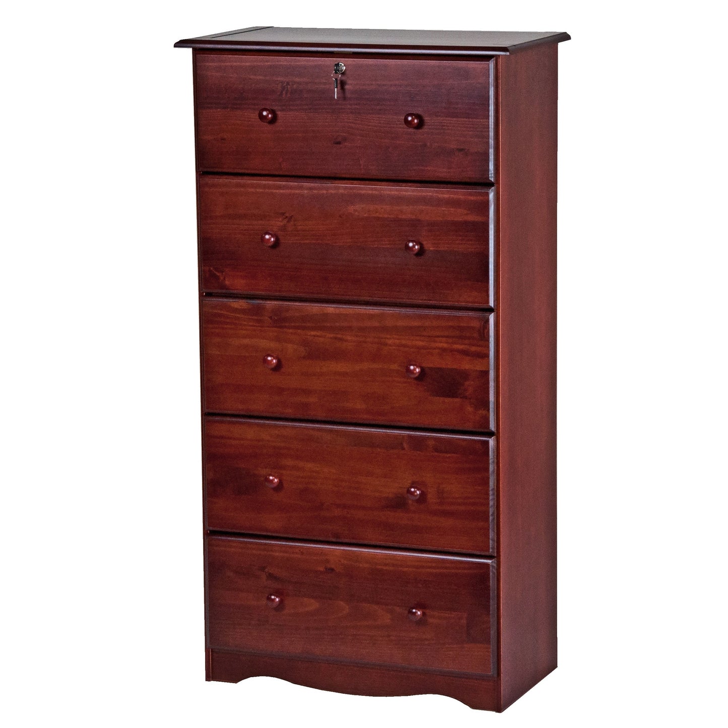 Palace Imports 100% Solid Wood 5-Jumbo Drawer Chest with Lock, Metal or Wooden Knobs