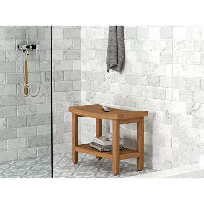 Patented Sumba Teak Shower Bench with Shelf