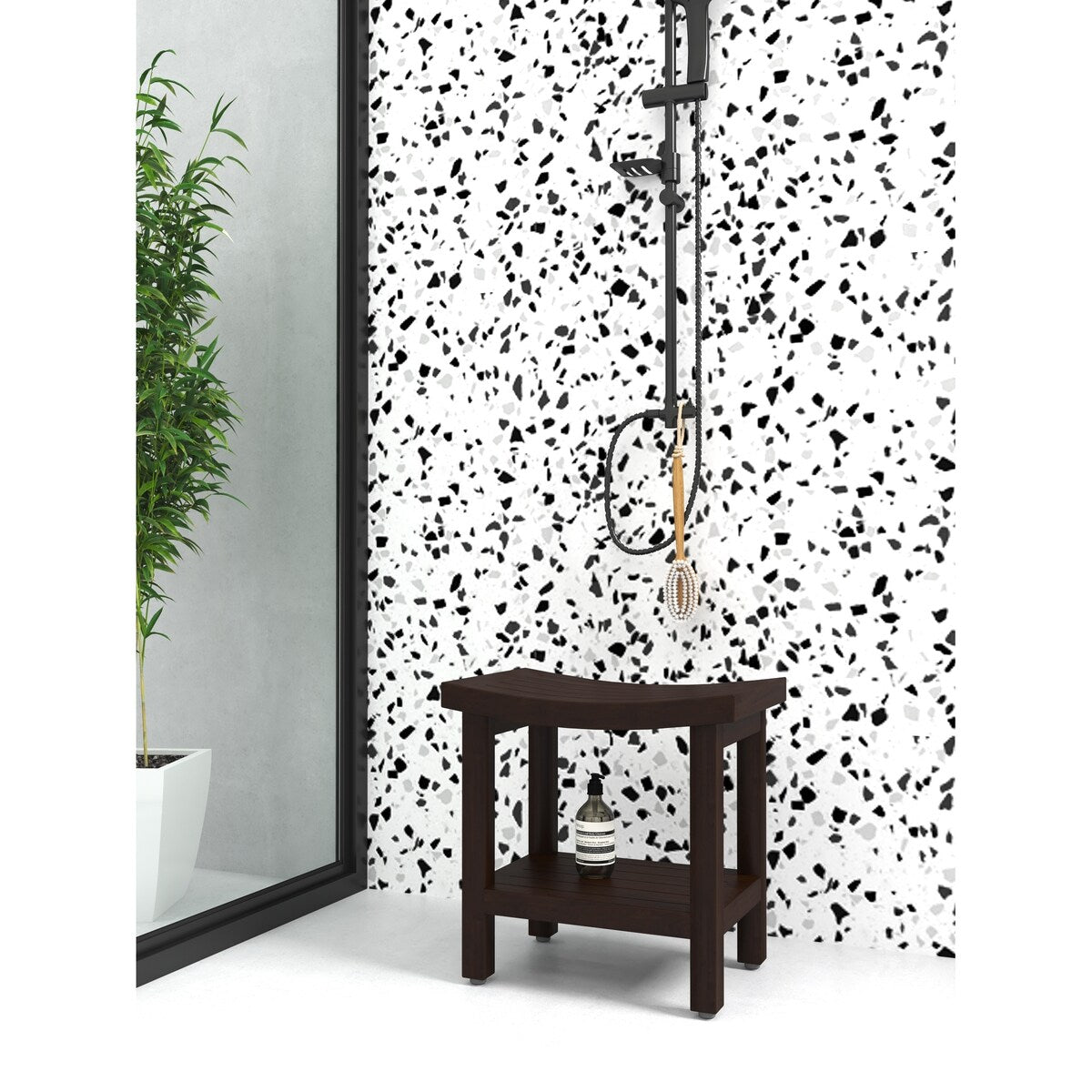 Patented Sumba Teak Shower Bench with Shelf