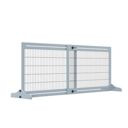 PawHut 72 Extra Wide Freestanding Pet Gate with Adjustable Length, Dog and Baby Small Gate for House, Doorway, Hallway, Grey